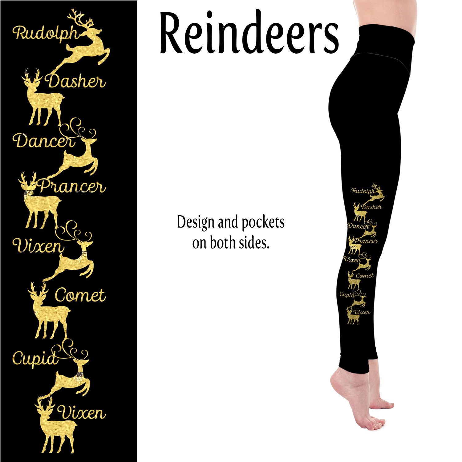 Reindeers Christmas Handmade Leggings with Pockets MM